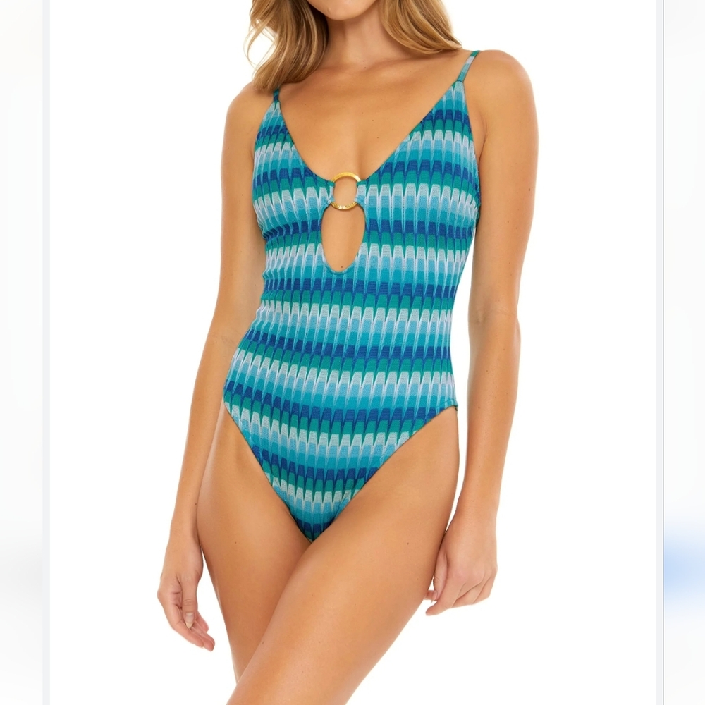 Trina Turk Women's Standard Moonray Mitered One Piece Swimsuit, Bathing Suits
